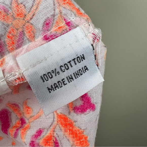 SZ BLOCKPRINTS Indian Floral Print Cotton
Dress Tassels Magenta Tangerine Large - Picture 7 of 7